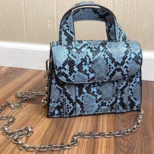 Zara Blue Reptile Snake Print Mini Purse Crossbody Bag